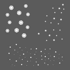 Pochoir sequins, étoiles et neige